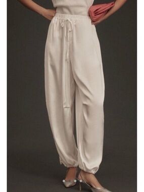 Mauve by Anthropologie High-Rise Drawstring Jogger Pants - Cream